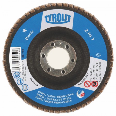 Tyrolit BASIC 2 in 1 Zirconia Flap Discs for Steel and Stainless Steel-Type 29