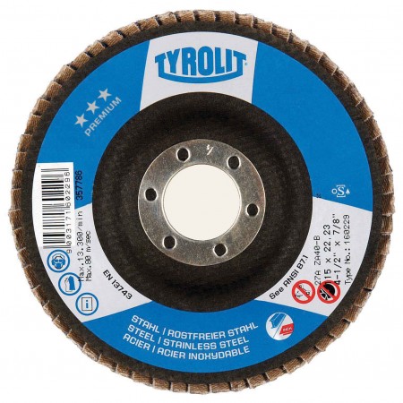 Tyrolit PREMIUM High Density JUMBO Zirconia Flap Discs for Steel and Stainless Steel-Type 29