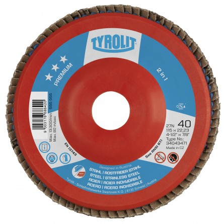 Tyrolit PREMIUM Zirconia Flap Discs for Steel and Stainless Steel-Type 27